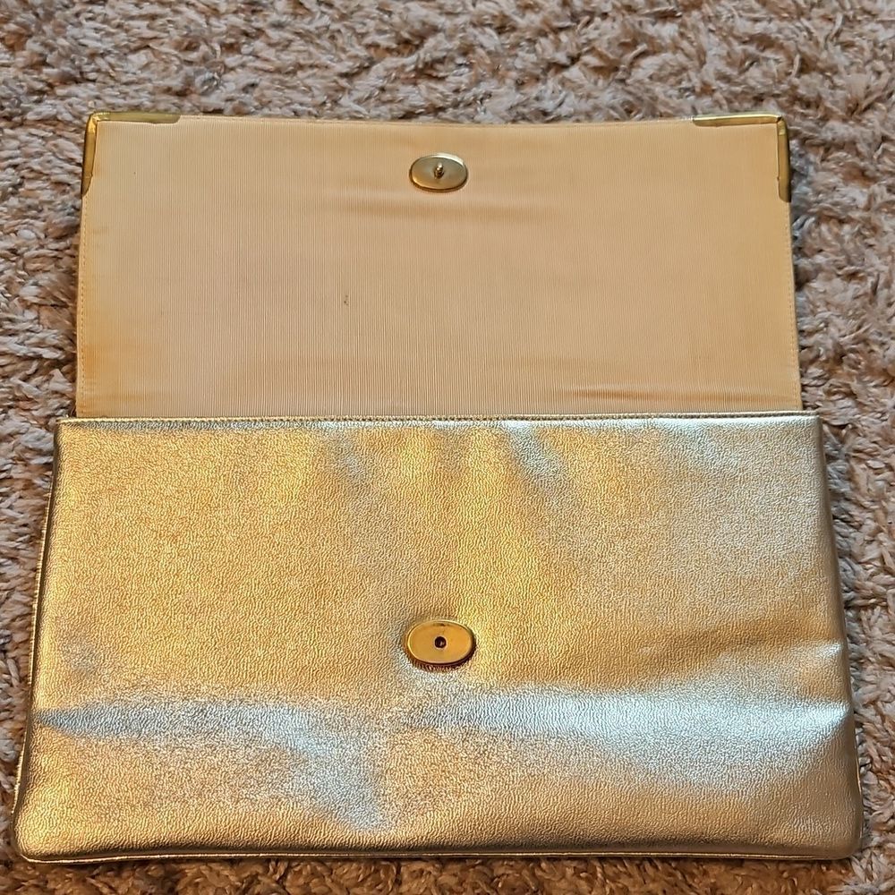 Vintage Mardane USA Gold Foil Convertible Clutch Shoulder Bag - Picture 6 of 7